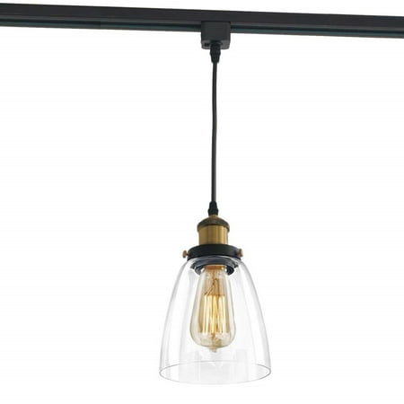 

FSLiving H-Type Track Light Pendants Restaurant Chandelier Glass Lampshade Pendant Light Industrial Dimmable Track Mount Pendant Lighting Fixtures Instant On Pendant Lamp Bulb Not Included - 1 Light