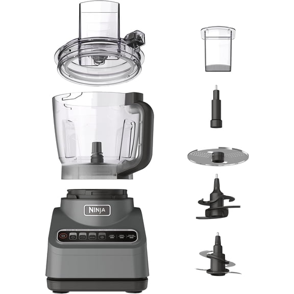 Food Processor, Professional Plus, 1000 Peak Watts, 4 Functions for Chopping, Slicing, Purees & Dough with 9-Cup Processor Bowl, 3 Blades, Food Chute & Pusher, Silver, BN601