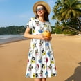 thumbnail image 4 of Balery French Bulldog With Coffee Cup Vestidos sueltos de manga corta para mujer, vestidos de verano 2025, vestidos casuales de corte A con vuelo., 4 of 6