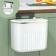 thumbnail image 1 of Bote de basura de pared montado blanco con tapa, adecuado para hogar, baño, cocina, dormitorio, pequeño, 1 of 6