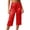 Red, variant on Womens Capri Pajamas Pants Silk Satin Sleep Cropped Pants Soft Loungewear Elastic Waisted Pj Bottoms Red Large