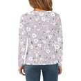 thumbnail image 4 of Abcomgle Girls Shirts Long Sleeve 10-12 Trendy Floral Print Crewneck Shirts for Girls Fall Basic Girls Tops Trendy Girls Sweatshirts 11-12 Years,Light Purple, 4 of 6