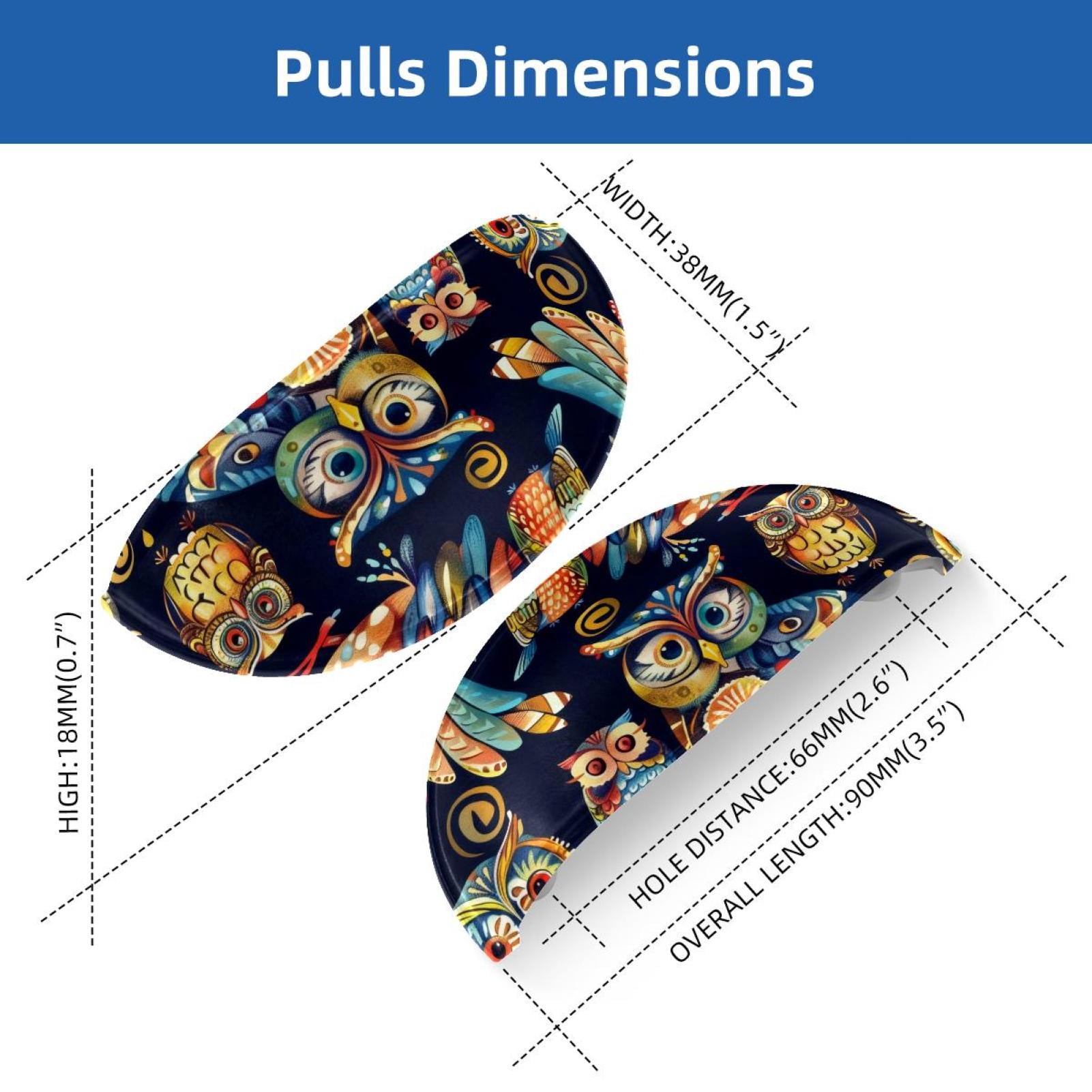 PhooArto 6 Pcs Cup Drawer Pulls, Funny Owls Pattern Shell Shape Handles Cabinet Knobs for Dresser Cupboard Closet Wardrobe with Screws