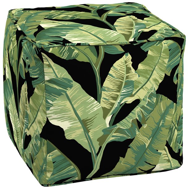 Better Homes & Gardens Palm Leaf Outdoor Patio 17" Square Pouf