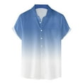 thumbnail image 5 of MIUOWANP Men's Short Sleeve Shirts Button Down Gradient Color Print Trendy Lapel T-Shirt With Pockets Size XL(10)Blue, 5 of 5