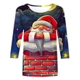 thumbnail image 4 of GERsome Christmas Vacation Shirt, Christmas Shirts for Women Cute Santa Claus Print 3/4 Sleeve Tops Blouses Dressy Casual Crew Neck Holiday T Shirts Size S, 4 of 5