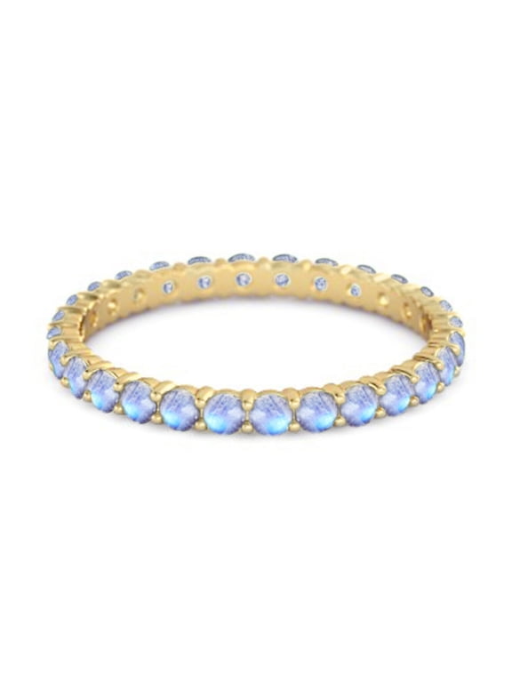 Blue Moonstone Half Eternity Stacking Band Ring Silver Yellow Gold Plated Ring Wedding Engagement Gift Gift For Women Birthday Gift Size US- 4