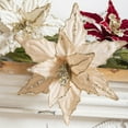 thumbnail image 4 of Large Glitter Christmas Flowers, Artificial Velvet Cloth Christmas Tree Flower Ornaments Fold Floral for Christmas New Year Party Wedding Decorations (Champagne), 4 of 9
