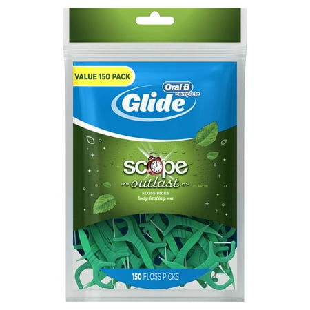 (2 pack) Oral-B Glide Complete with Scope Outlast Dental Floss Picks, Mint, 150 (Best Flops In Sports)