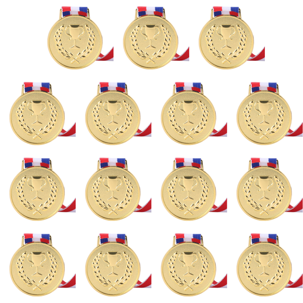 Medalla 4 9cm Dorada Con Cuello Cinta Metal Competiciones para Juegos Deportivos