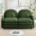 thumbnail image 4 of AUU Green Teddy Fabric Modular Loveseat Sofa with Curved Backrest, Armrest, and Lumbar Pillows, Double-Layer Cushion for Living Room, 4 of 11