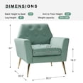 thumbnail image 7 of Upholstered Velvet Armchair Set of 2 Lounge Accent Chair Tufted Back Metal Legs Bedroom Sage, 7 of 7