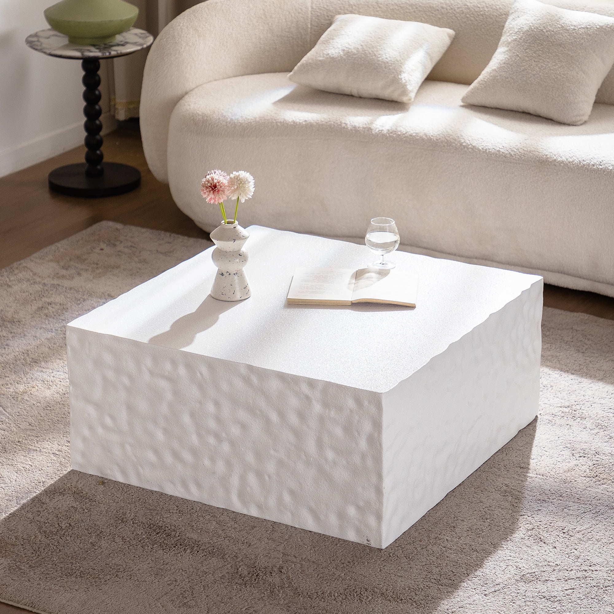 Leumius Square Coffee Table Modern Colour Combination Coffee Table Not Need Assembly Coffee Table for Living Room White