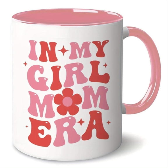 11oz Ceramic Coffee Mug with In My Girl Mom Era Design Playful Pink Red Floral Print Heartfelt Moms Daughters Sons on Birthdays Mother s Day Valentine s Christmas Coffee Gifts Holi