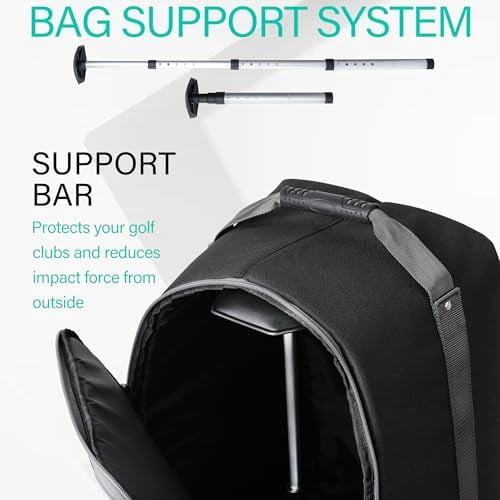 Golf Travel Bag with Adjustable Support Rod, 900D Heavy Duty Oxford Fabric Golf Travel Case for Airlines with Wheels