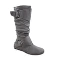 thumbnail image 1 of Bottes Mi-Mollet à Bout Rond pour Femmes Zone 70, Confort, Fermeture Éclair, Boucle, Style Plissé Décontracté, Talon Plat ( Gris, 6), 1 of 2