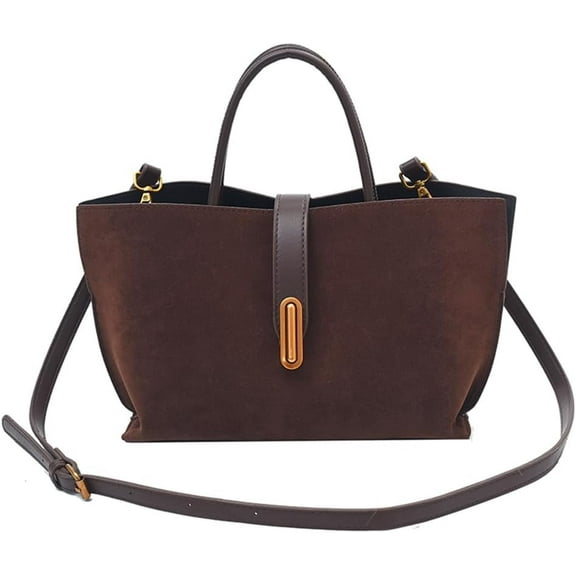 HMSHA Suede Bags for Women Fall Purse Suede Shoulder Handbag Satchel Bag Brown Suede Purse Stylish Top-handle Bag