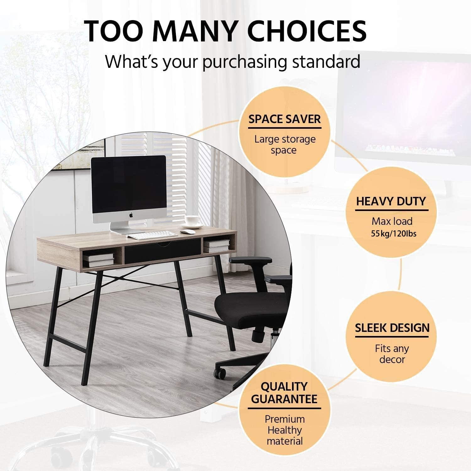 Buy Bonzy Home Computer Desk with Drawer, Home Office Table, Writing