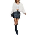 thumbnail image 4 of ieFashion  Womens Faux Fur Cropped Coats Fuzzy Winter Jacket Long Sleeve Open Front Cardigan Top Fluffy Warm Outwear with Pockets,White，2XL, 4 of 6