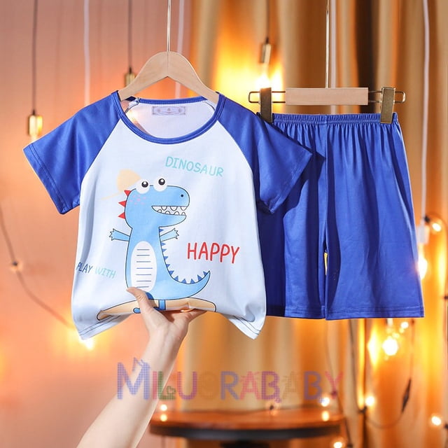 Conjunto de pijama de Pokémon para niños y niñas, ropa de dormir de algodón de manga corta con dibujos animados de Pikachu, jersey para el hogar, Verano qym unisex
