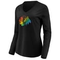 thumbnail image 2 of Women's Black Chicago Blackhawks Team Pride Logo Long Sleeve V-Neck T-Shirt, 2 of 3