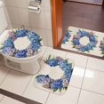 thumbnail image 5 of Spring Flower Wreath Bathroom Rugs Set Country Watercolor Purple Blue Floral Leaf Linen Non Slip Absorbent Bath Mats 3 Piece Set with Bathroom Rug, U-Shaped Floor Mat, Toilet Seat Cover Large Size, 5 of 9