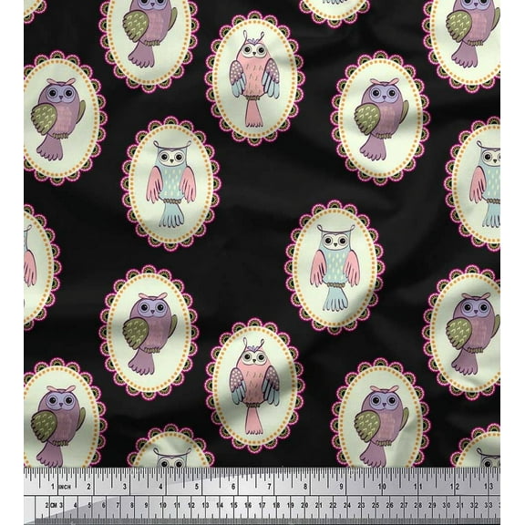 Soimoi Cotton Duck Fabric Owl Kids Printed Craft Fabric by The Yard 42 Inch Wide