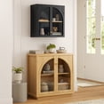 thumbnail image 3 of EYYTHUNG Bathroom Wall Cabinet, Medicine Cabinets with Arched Acrylic Door, Over Toilet Storage Cabinet with Adjustable Shelf, Black/Oak, 3 of 7