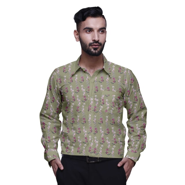 BESTMAN Slim FitShirtsFor Men Button DownLong Sleeve PrintedShirtsFor Boys