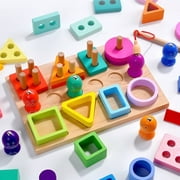 Angle View: Montessori Toys for 1 2 Year Old Boy and Girl, Shape Sorting and Stacking Toy for Toddlers 1-3, Learning Educational Toys for 1 2 3 Year Old Boys Girls