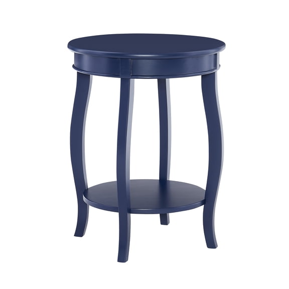 Powell Fiore Round Indoor Accent Side Table with Shelf, 24" Tall, Navy Blue