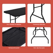 SUGIFT Folding Table 6ft Portable Heavy Duty Plastic Foldable Table for Indoor Outdoor Use (Black)