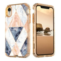Casetego for iPhone XR Case 6.1",Shiny Bling Marble Full Body Protective Support Wireless Charing Bumper Rugged Anti-Scratch Hybrid Rubber Case Cover,White Gold