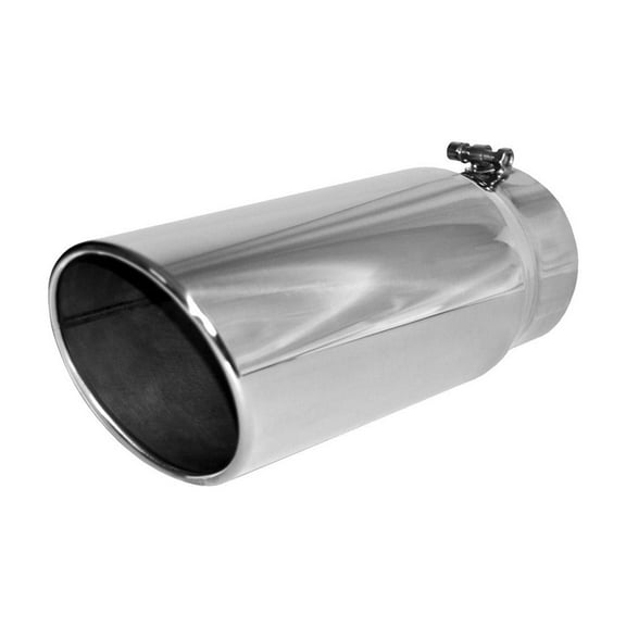 Brand New Polished Stainless Exhaust Tip Rolled Angle Bolt On 4" IN 5" O 15" L