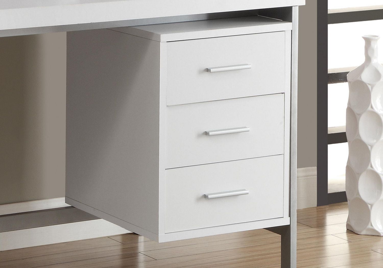 Monarch Specialties Bureau, Bureau À Domicile, Ordinateur Portable, Configuration Gauche, Droite, Tiroirs De Rangement, 60"l, Travail, Métal, Stratifié, Blanc, Gris, Contemporain, Moderne