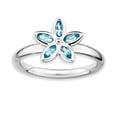 thumbnail image 1 of Sterling Silver Stackable Expressions Blue Topaz Flower Ring Size 8, 1 of 3