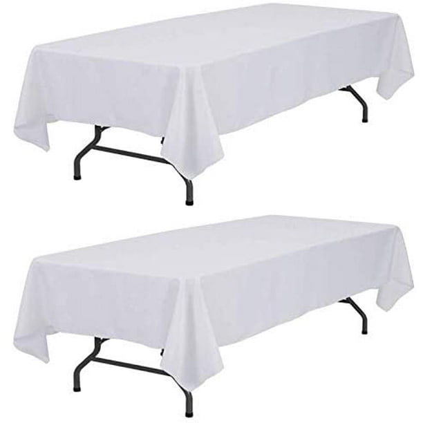 Wealuxe White Tablecloth 60x102 Rectangular 6 Feet Table Cover 2 Pack Com Wealuxe White Tablecloth 60x102, What Size Overlay For A 6ft Rectangular Table