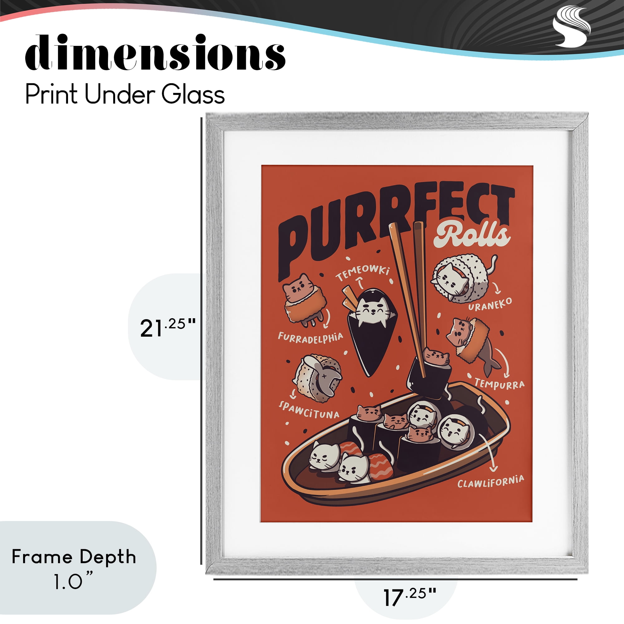 Stupell Industries Purrfect Rolls Sushi Cats Gray Framed Print Under Glass, design by Tobe Fonseca