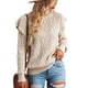 thumbnail image 5 of Casual Pullover Sweater, Ruffled Shoulder Woman Blouse Thickened Long Sleeve Round Neck  For Party For Home ANGGREK beis M, 5 of 7