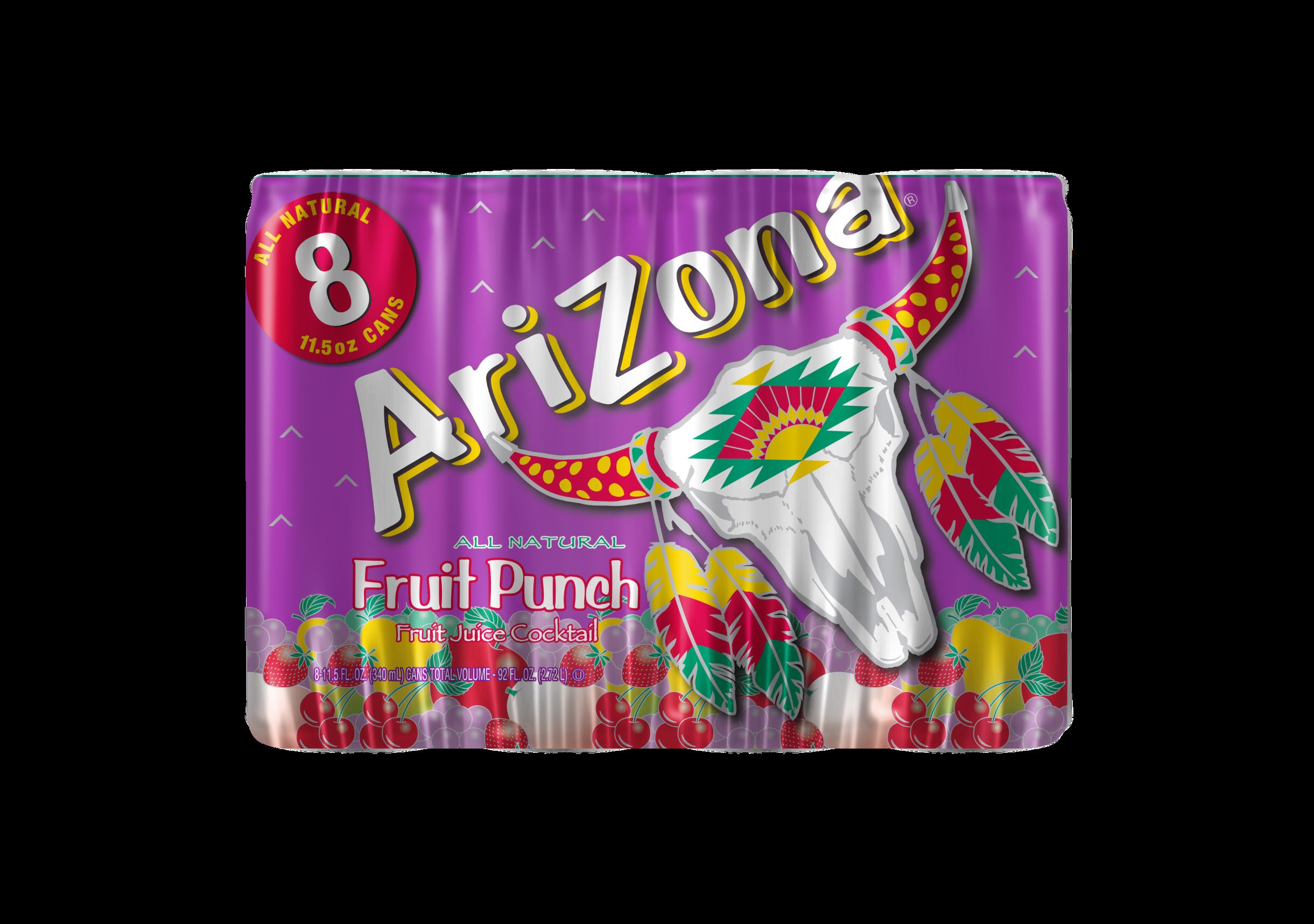 AriZona Fruit Punch Juice Cocktail, 8 Pack 11.5 fl oz Aluminum Can