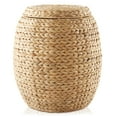 thumbnail image 3 of Casafield Round Storage Basket with Lid, Natural - Handwoven Water Hyacinth Hamper Organizer for Laundry, Blankets, Plants, 3 of 7