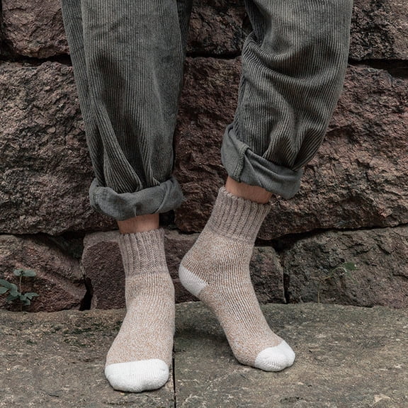 dianhelloya 1 Pair Attractive Long Socks Heat Storage Multi-color Patchwork Solid Pattern Men Warm Socks for Daily Wear Black Gray