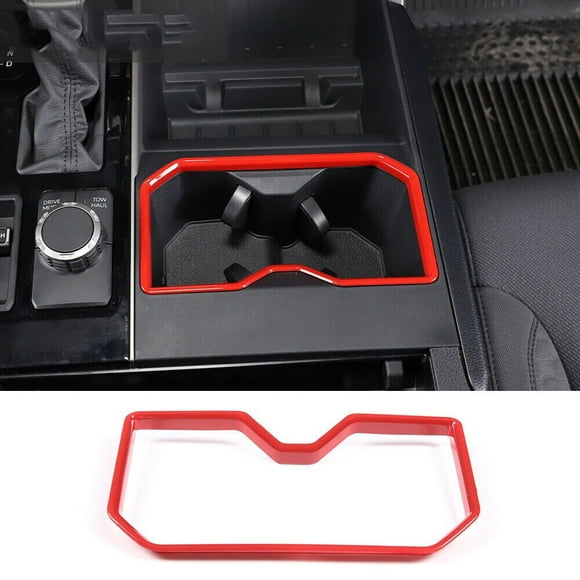 Cubierta Del Portavasos Delantero Panel Decorativo de la Taza de Agua Del Auto, para Toyota Tundra 2022-2025, Cubierta Del Panel Del Portavasos Delantero Interior ABS Rojo