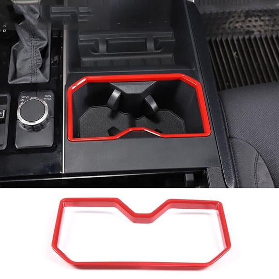 Front Water Cup Holder Cover Trim Car Water Cup Decorative Panel,For Toyota Tundra 2022-2025 ,Interior Front Water Cup Holder Panel Cover ABS Red