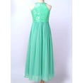 thumbnail image 6 of Eandarui Kids Flower Girl Floral Lace Dress Halter Neck Chiffon Long Junior Bridesmaid Dress Pageant Mint Green 12, 6 of 7