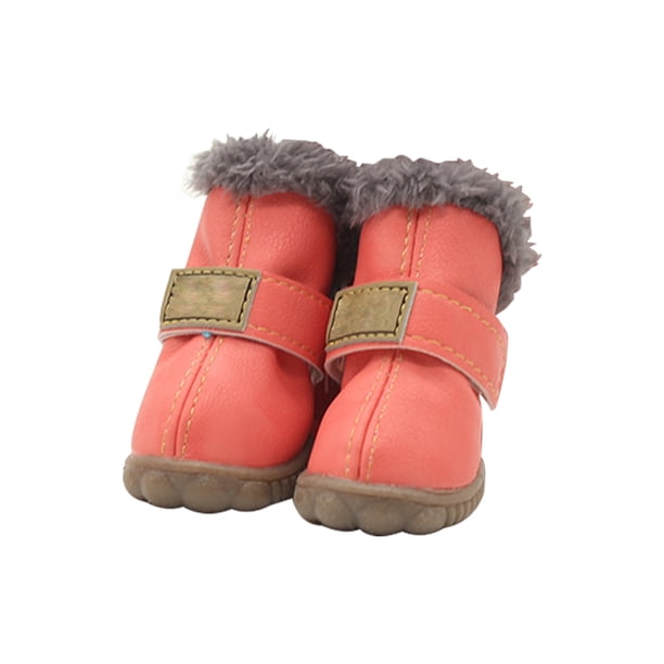 Greeniant TureClos, 4 Uds., zapatos para perros, botas de nieve impermeables de lana difusa cálida, calzado de invierno para mascotas de cuero PU Ropa para mascotas rosa albaricoque Tipo 2 Greeniant PT000057-17B