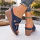 thumbnail image 4 of Mujeres Zapatillas de Verano Moda Casual Color Sólido Boca de Peces Zapatillas de Cuña de Fondo Grueso, 4 of 8