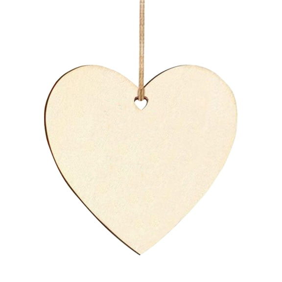 DIY Unfinished Wooden Heart Hanging Ornament with Pre Drilled Hole for DIY Craft Projects and Home Decoration