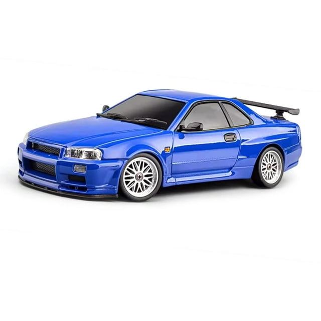 ARRIS LD1899 Voiture de Drift RC 1/18 GTR R34 2.4GHz RWD avec Gyroscope sur Route Coque en Alliage Voitures de Course Radiocommandé Bleu