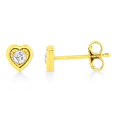 thumbnail image 3 of 10K Yellow Gold Plated .925 Sterling Silver 1/10 Cttw Miracle-Set Diamond Heart Shape Stud Earrings (K-L Color, I2-I3 Clarity), 3 of 7